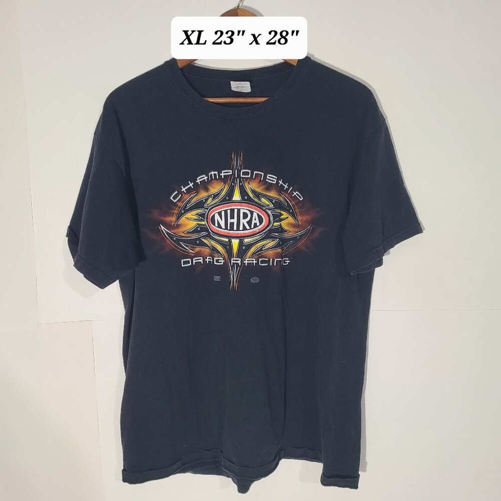 Vintage Y2K NHRA Championship Drag Racing Black XL T-Shirt
